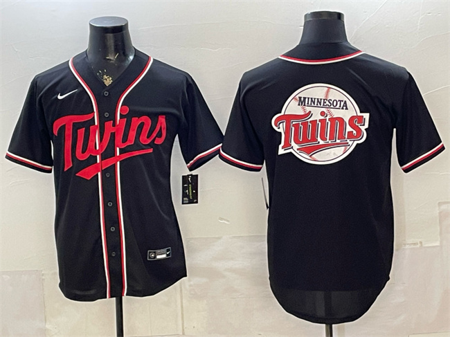 Minnesota Twins Team Big Logo 2026 Fashion Replica Black Out Stitched Baseball Jersey