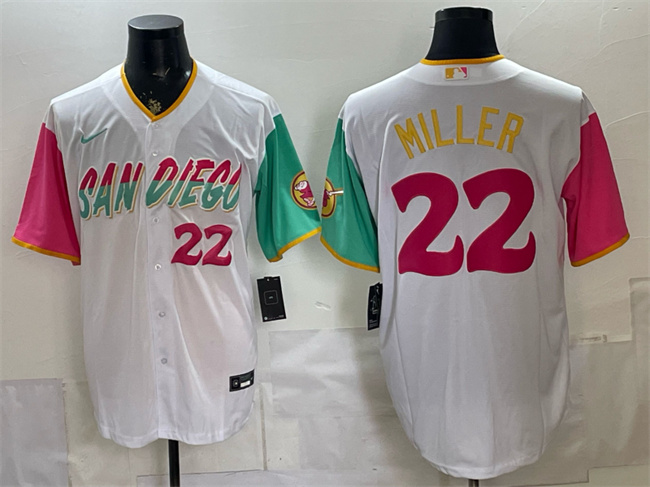 San Diego Padres #22 Mason Miller 2022 White City Connect Cool Base Stitched Baseball Jersey