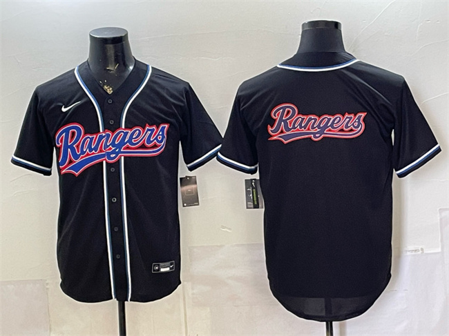 Texas Rangers Team Big Logo 2026 Fashion Replica Black Out Stitched Baseball Jersey