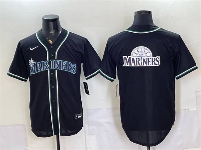 Seattle Mariners Team Big Logo 2026 Fashion Replica Black Out Stitched Baseball Jersey Seattle Mariners Team Big Logo 2026 Fashion Replica Black Out Stitched Baseball Jersey