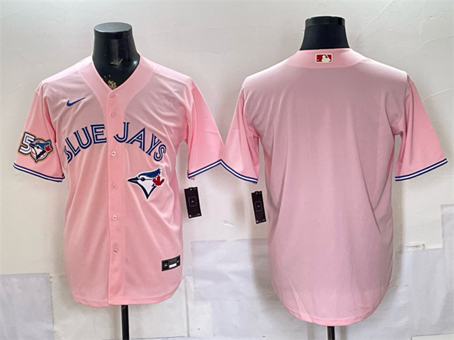 Toronto Blue Jays Blank Pink 50 Seasons Patch Stitched Baseball Jersey