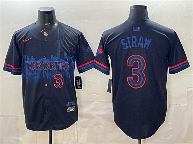 Toronto Blue Jays #3 Myles Straw Navy 2024 City Connect Limited Stitched Baseball Jersey