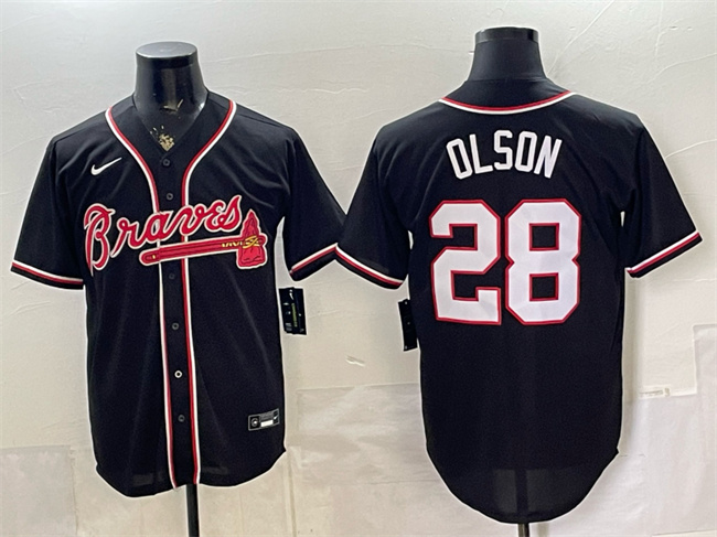 Atlanta Braves #28 Matt Olson 2026 Fashion Replica Black Out Stitched Baseball Jersey Atlanta Braves #28 Matt Olson 2026 Fashion Replica Black Out Stitched Baseball Jersey