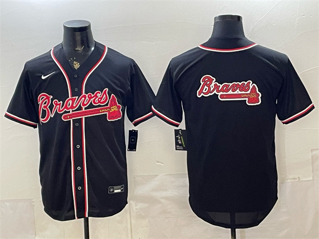 Atlanta Braves Team Big Logo 2026 Fashion Replica Black Out Stitched Baseball Jersey