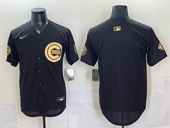 Chicago Cubs Blank Black Gold 150th Anniversary Patch Stitched Baseball Jersey