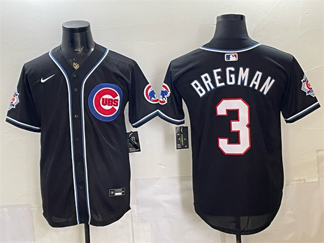 Chicago Cubs #3 Alex Bregman 150th Anniversary Black Out Style Vapor Premier Limited Stitched Baseball Jersey