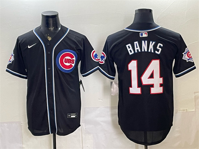 Chicago Cubs #14 Ernie Banks 150th Anniversary Black Out Style Vapor Premier Limited Stitched Baseball Jersey