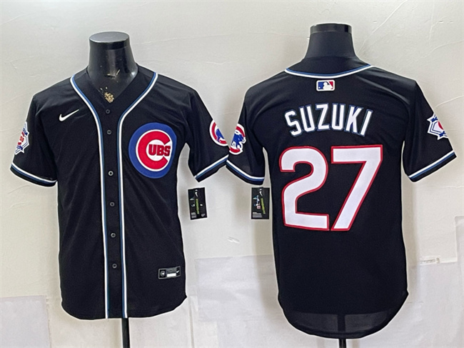 Chicago Cubs #27 Seiya Suzuki 150th Anniversary Black Out Style Vapor Premier Limited Stitched Baseball Jersey
