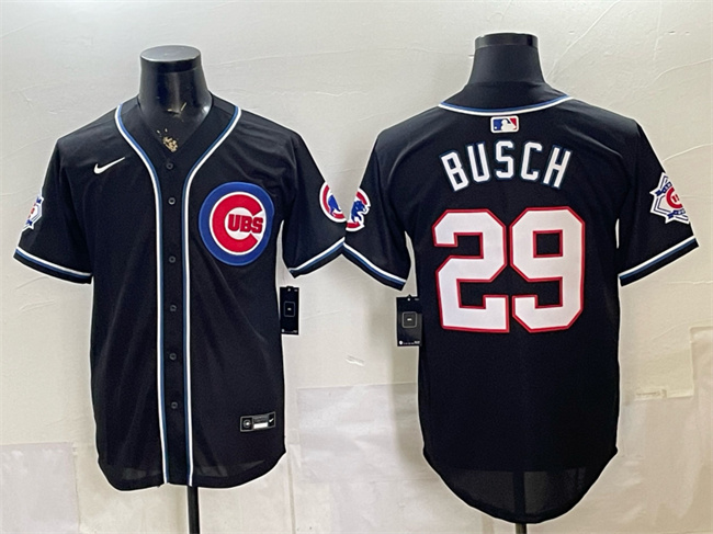 Chicago Cubs #29 Michael Busch 150th Anniversary Black Out Style Vapor Premier Limited Stitched Baseball Jersey
