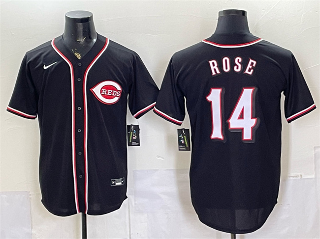 Cincinnati Reds #14 Pete Rose 2026 Fashion Replica Black Out Stitched Baseball Jersey