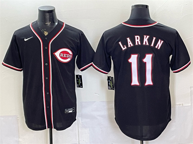 Cincinnati Reds #11 Barry Larkin 2026 Fashion Replica Black Out Stitched Baseball Jersey