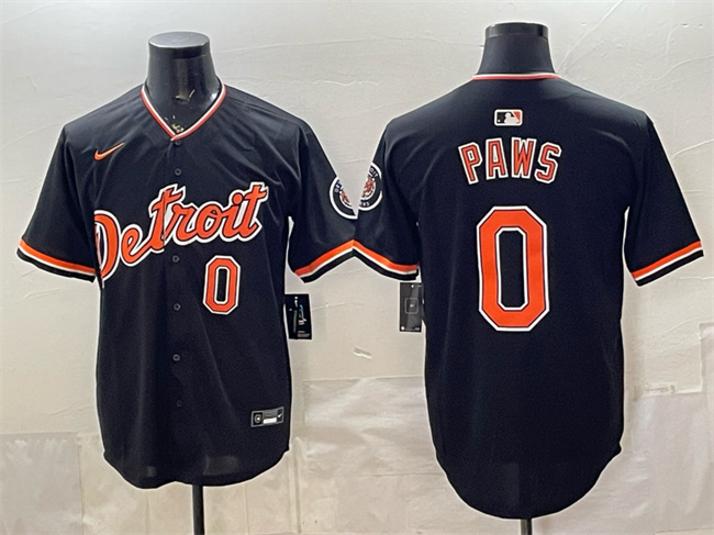 Detroit Tigers #0 Paws Black 2026 Alternate Vapor Premier Limited Stitched Baseball Jersey