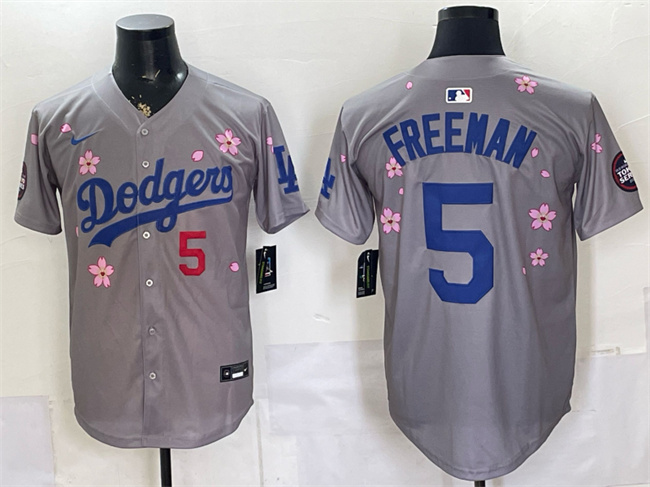 Los Angeles Dodgers #5 Freddie Freeman Grey 2025 Tokyo Series Limited Stitched Baseball Jersey