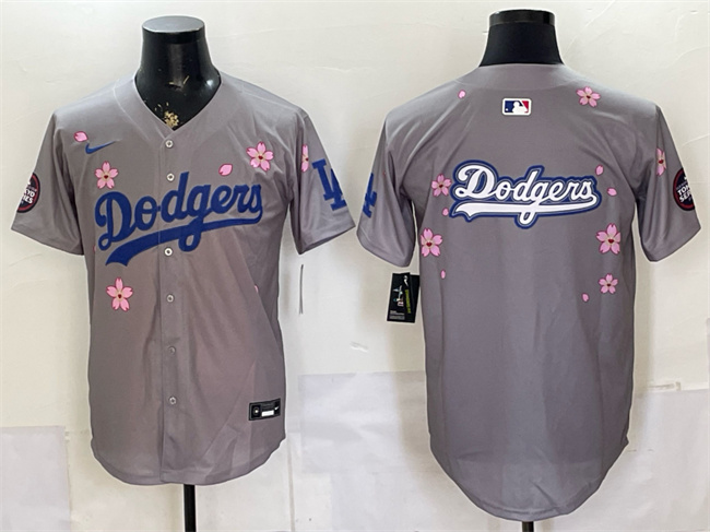 Los Angeles Dodgers Team Big Logo Grey 2025 Tokyo Series Limited Stitched Baseball Jersey