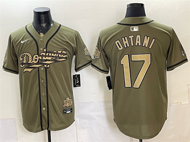 Los Angeles Dodgers #17 Shohei Ohtani Olive 2026 Armed Forces Day Stitched Baseball Jersey