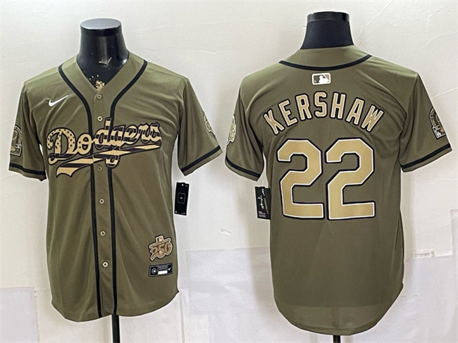 Los Angeles Dodgers #22 Clayton Kershaw Olive 2026 Armed Forces Day Stitched Baseball Jersey