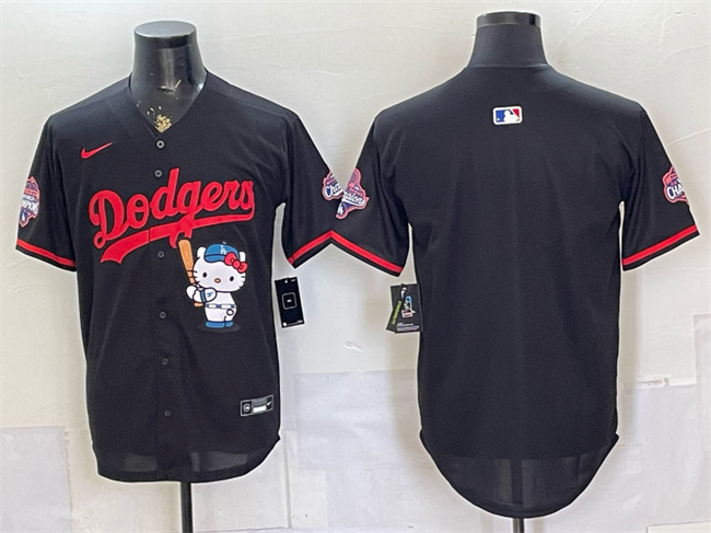Los Angeles Dodgers Blank Black Hello Kitty Night 2025 World Series Champions Patch Stitched Baseball Jersey