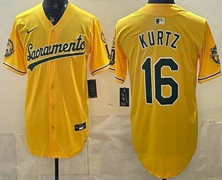 Oakland Athletics #16 Nick Kurtz Yellow Limited Jersey