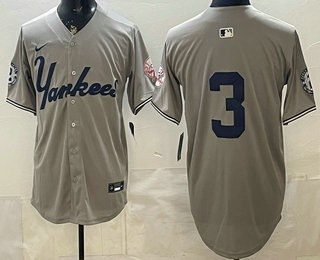 New York Yankees #3 Babe Ruth Grey Without Name Limited Jersey