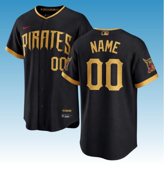 Custom Pittsburgh Pirates Black 2026 City Connect Stadium Stitched Baseball Jersey Custom Pittsburgh Pirates Black 2026 City Connect Stadium Stitched Baseball Jersey