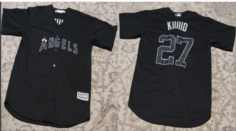 Los Angeles Angels #27 Mike Trout KIIIIID Black Stitched Baseball Jersey