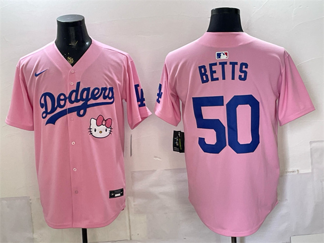 Los Angeles Dodgers #50 Mookie Betts Pink 2025 Hello Kitty Vapor Limited Stitched Baseball Jersey