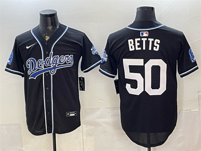 Los Angeles Dodgers #50 Mookie Betts B2B Champs 2026 Black Out Style Vapor Limited Stitched Baseball Jersey
