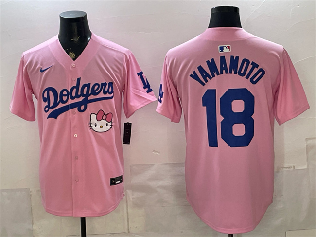 Los Angeles Dodgers #18 Yoshinobu Yamamoto Pink 2025 Hello Kitty Vapor Limited Stitched Baseball Jersey