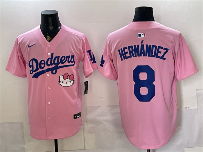 Los Angeles Dodgers #8 Enrique Hern??ndez Pink 2025 Hello Kitty Vapor Limited Stitched Baseball Jersey