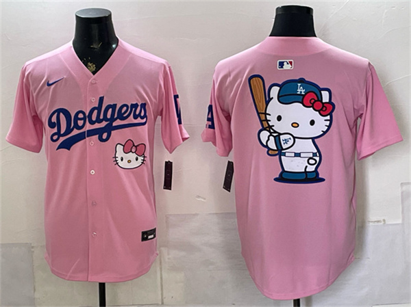 Los Angeles Dodgers Team Big Logo Pink 2025 Hello Kitty Vapor Limited Stitched Baseball Jersey