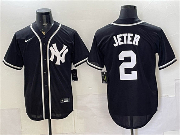 New York Yankees #2 Derek Jeter 2026 Fashion Replica Black Out Stitched Baseball Jersey New York Yankees #2 Derek Jeter 2026 Fashion Replica Black Out Stitched Baseball Jersey
