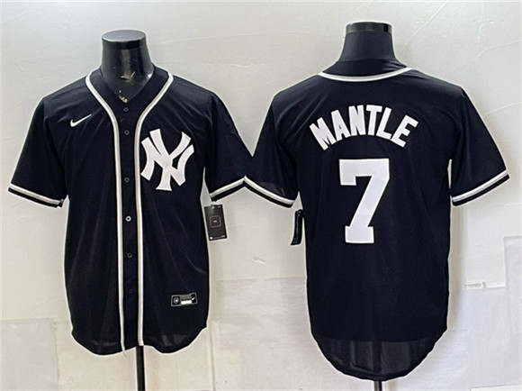 New York Yankees #7 Mickey Mantle 2026 Fashion Replica Black Out Stitched Baseball Jersey