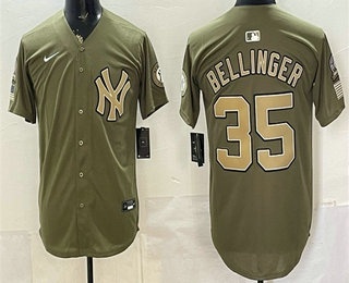 New York Yankees #35 Cody Bellinger Olive 2026 Armed Forces Day Jersey