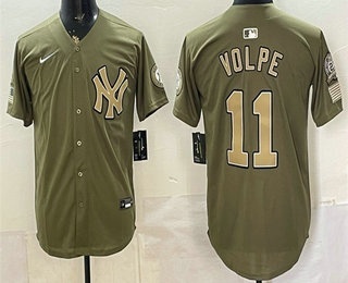 New York Yankees #11 Anthony Volpe Olive 2026 Armed Forces Day Jersey