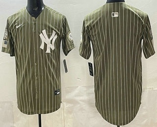 New York Yankees Blank Olive Pinstripe 2026 Armed Forces Day Salute To Service Jersey