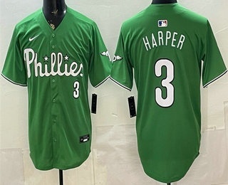 Philadelphia Phillies #3 Bryce Harper Green Limited Stitched Jersey