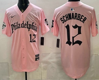 Philadelphia Phillies #12 Kyle Schwarber Pink Gothic Vapor Limited Stitched Jersey