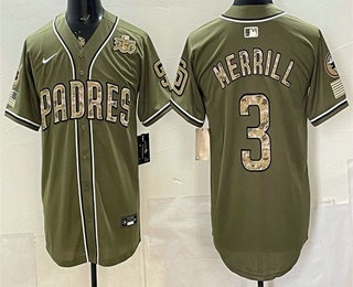 San Diego Padres #3 Jackson Merrill Olive 2026 Armed Forces DayJersey San Diego Padres #3 Jackson Merrill Olive 2026 Armed Forces DayJersey