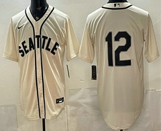 Seattle Mariners #12 Josh Naylor Cream Alternate Stitched Jersey