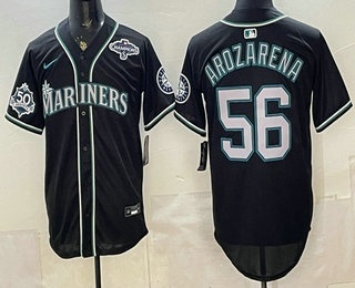Seattle Mariners #56 Randy Arozarena 50th Black Out Style Vapor Premier Limited Jersey Seattle Mariners #56 Randy Arozarena 50th Black Out Style Vapor Premier Limited Jersey