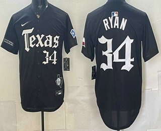 Texas Rangers #34 Nolan Ryan Black Gothic Mexico 2025 Vapor Premier Limited Jersey