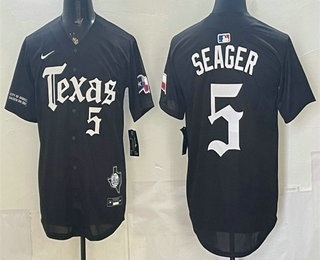 Texas Rangers #5 Corey Seager Black Gothic Mexico 2025 Vapor Premier Limited Jersey
