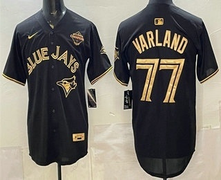 Toronto Blue Jays #77 Louis Varland Black Gold 2025 American League Champions Limited Jersey