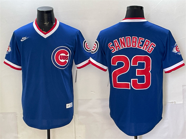 Chicago Cubs #23 Ryne Sandberg Royal 150th Anniversary Throwback Vapor Limited Stitched Baseball Jersey Chicago Cubs #23 Ryne Sandberg Royal 150th Anniversary Throwback Vapor Limited Stitched Baseball Jersey
