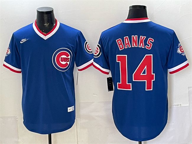 Chicago Cubs #14 Ernie Banks Royal 150th Anniversary Throwback Vapor Limited Stitched Baseball Jersey