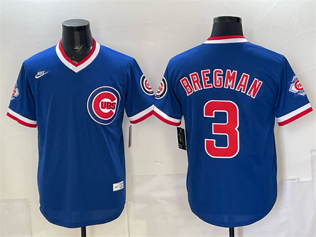 Chicago Cubs #3 Alex Bregman Royal 150th Anniversary Throwback Vapor Limited Stitched Baseball Jersey