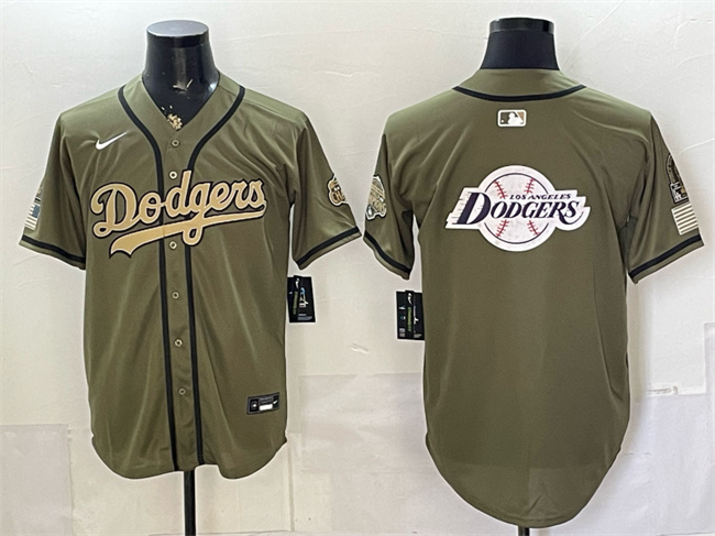 Los Angeles Dodgers Team Big Logo Olive 2026 Armed Forces Day Stitched Baseball Jersey