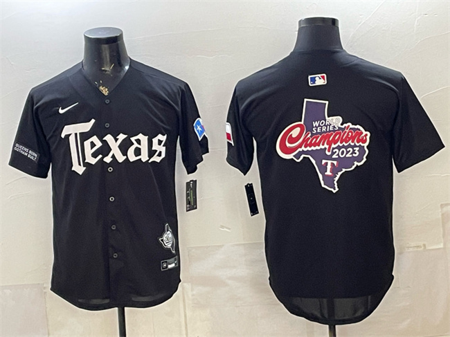 Texas Rangers Team Big Logo Black Gothic Mexico 2025 Vapor Premier Limited Stitched Baseball Jersey