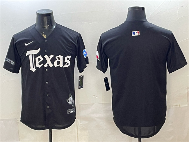 Texas Rangers Blank Black Gothic Mexico 2025 Vapor Premier Limited Stitched Baseball Jersey Texas Rangers Blank Black Gothic Mexico 2025 Vapor Premier Limited Stitched Baseball Jersey