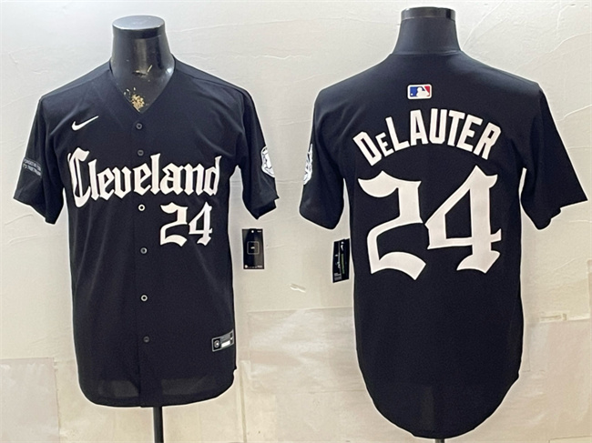 Cleveland Guardians #24 Chase DeLauter Black Gothic Vapor Premier Limited Stitched Baseball Jersey
